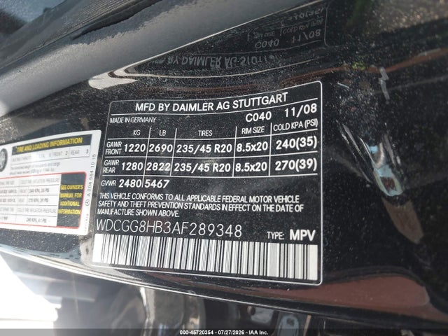 45720354 :رقم المزاد ، WDCGG8HB3AF289348 vin ، 2010 Mercedes-benz Glk 350 4matic مزاد بيع