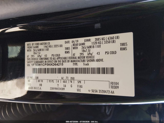 Ford F-150 Lariat 2019 1FTEW1CP5KKD64215 Image 9