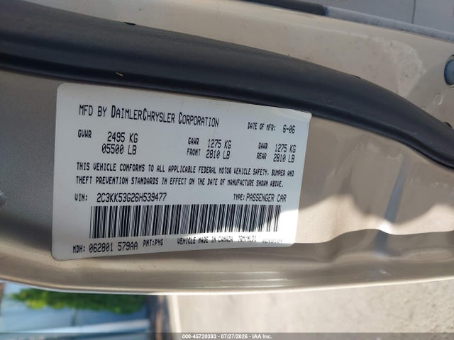 Продаж на аукціоні авто 2006 Chrysler 300 Touring, vin: 2C3KK53G26H539477, номер лоту: 45720393