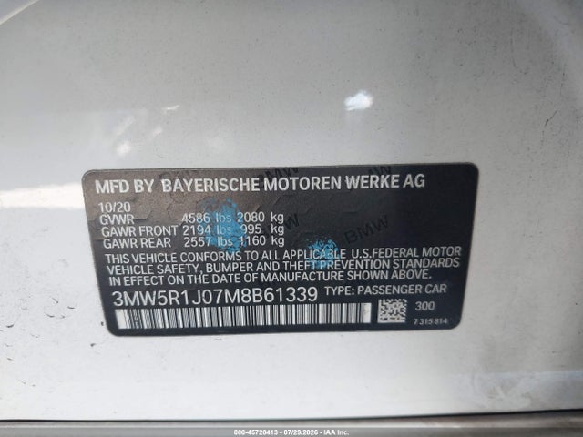 3MW5R1J07M8B61339 BMW 330I