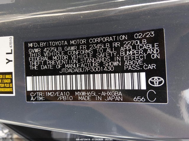 Aukcja sprzedaży 2023 Toyota Prius Xle Awd-e, vin: JTDADABU7P3001430, numer aukcji: 45720419