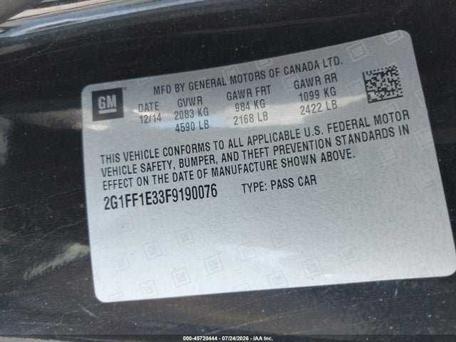 Chevrolet Camaro 2lt 2015 2G1FF1E33F9190076 Image 9