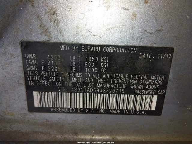 45720527 :رقم المزاد ، 4S3GTAD69J3720715 vin ، 2018 Subaru Impreza 2.0i Premium مزاد بيع