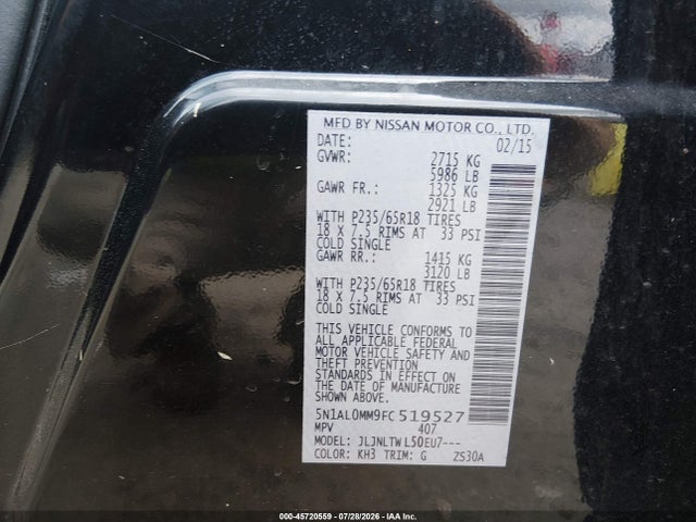Продажа на аукционе авто 2015 Infiniti Qx60, vin: 5N1AL0MM9FC519527, номер лота: 45720559