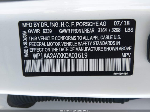Porsche Cayenne 2019 WP1AA2AYXKDA01619 Image 9