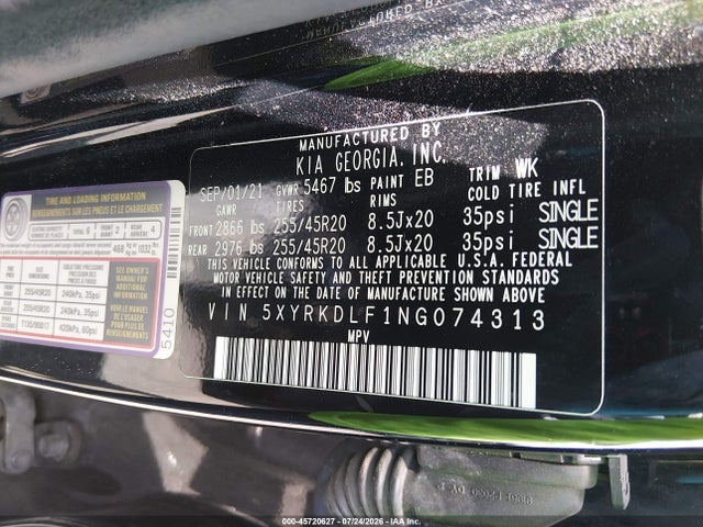 KIA SORENTO SX 2022 5XYRKDLF1NG074313 Image 9