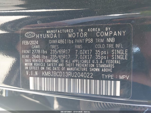 Hyundai Tucson Hybrid Blue 2024 KM8JBCD13RU204022 Image 9