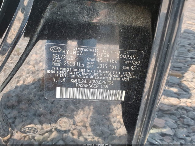 Продажа на аукционе авто 2021 Hyundai Sonata Blue, vin: KMHL24JJ0MA028205, номер лота: 45720648