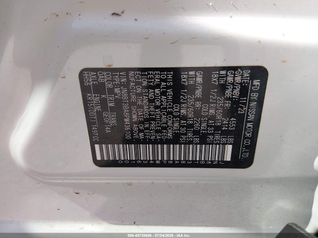 JN8BT3BA8PW436100 Nissan Rogue Sv Fwd