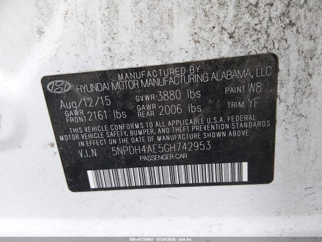 Hyundai ELANTRA SE 2016 5NPDH4AE5GH742953 Image 9