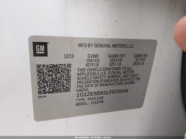 Продаж на аукціоні авто 2020 Chevrolet Malibu Fwd Premier, vin: 1G1ZE5SX1LF072044, номер лоту: 45720669