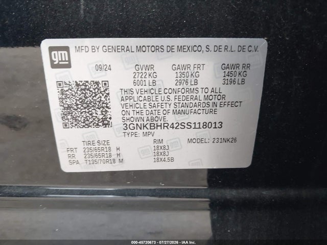 Продаж на аукціоні авто 2025 Chevrolet Blazer Awd 2lt, vin: 3GNKBHR42SS118013, номер лоту: 45720673