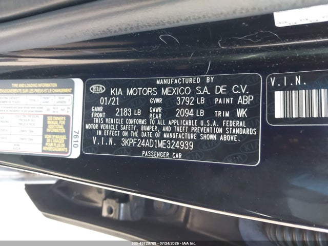 KIA Forte Lxs 2021 3KPF24AD1ME324939 Image 9
