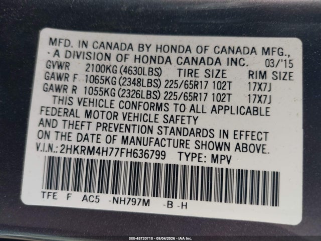 Honda Cr-v Ex-l 2015 2HKRM4H77FH636799 Image 9