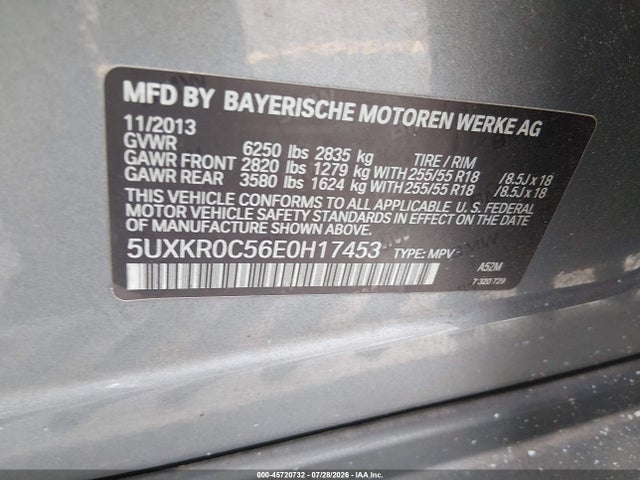 Aukcja sprzedaży 2014 Bmw X5 Xdrive35i, vin: 5UXKR0C56E0H17453, numer aukcji: 45720732