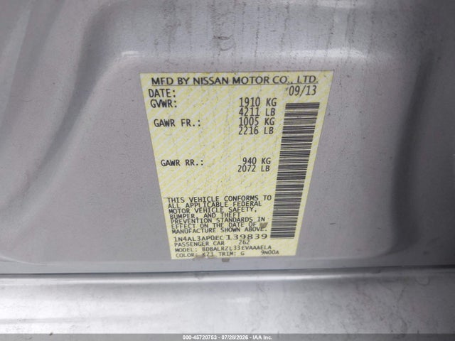 Nissan Altima 2.5 S 2014 1N4AL3AP0EC139839 Image 9