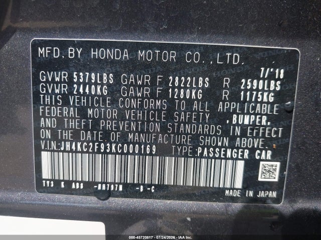 Продажа на аукционе авто 2019 Acura Rlx Sport Hybrid Advance Package, vin: JH4KC2F93KC000169, номер лота: 45720817