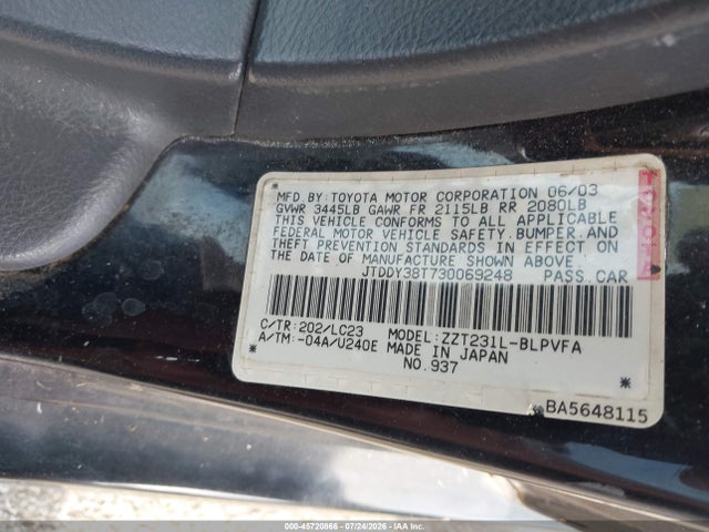 Продажа на аукционе авто 2003 Toyota Celica Gts, vin: JTDDY38T730069248, номер лота: 45720866