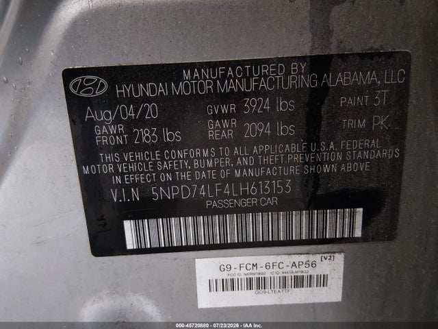 Hyundai ELANTRA SE 2020 5NPD74LF4LH613153 Image 9