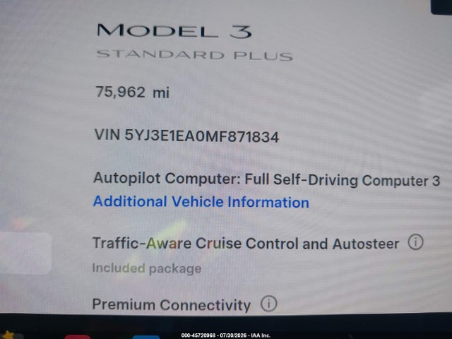 Tesla Model 3 Standard Range Plus Rear-wheel Drive 2021 5YJ3E1EA0MF871834 Image 15