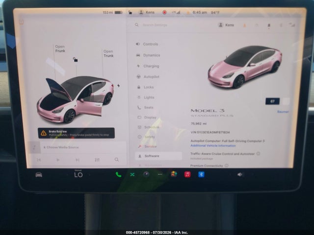 Tesla Model 3 Standard Range Plus Rear-wheel Drive 2021 5YJ3E1EA0MF871834 Image 7