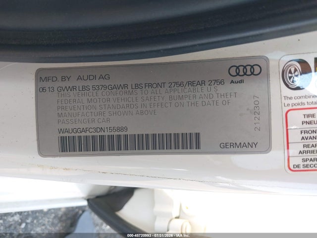 Aukcja sprzedaży 2013 Audi A6 3.0t Premium, vin: WAUGGAFC3DN155889, numer aukcji: 45720993