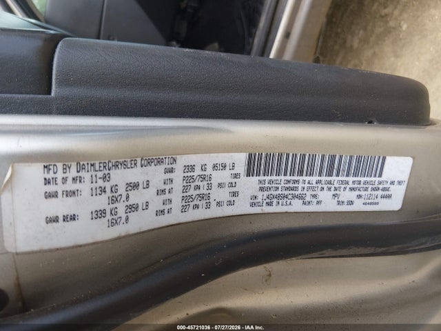 Продажа на аукционе авто 2004 Jeep Grand Cherokee Laredo, vin: 1J4GX48S04C304662, номер лота: 45721036