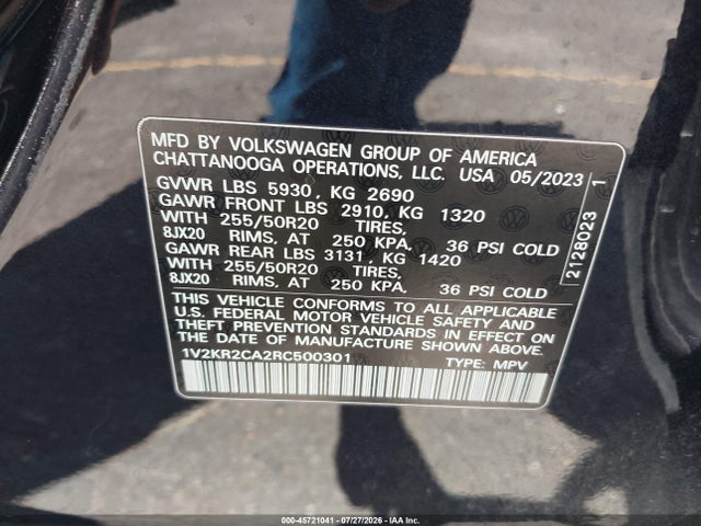 Продажа на аукционе авто 2024 Volkswagen Atlas 2.0t Se W/technology, vin: 1V2KR2CA2RC500301, номер лота: 45721041