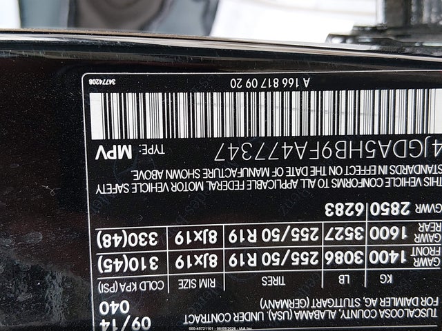 Продаж на аукціоні авто 2015 Mercedes-benz Ml 350 4matic, vin: 4JGDA5HB9FA477347, номер лоту: 45721101