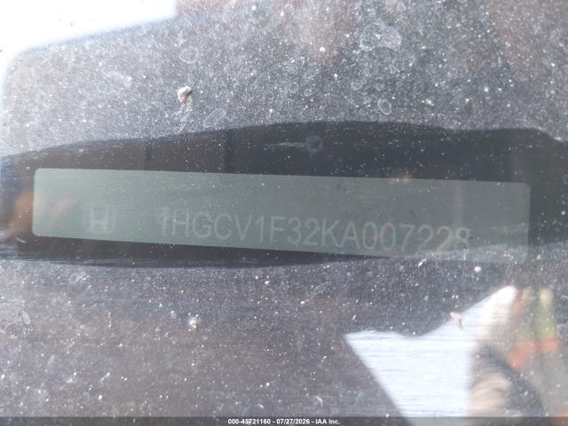 45721160 :رقم المزاد ، 1HGCV1F32KA007228 vin ، 2019 Honda Accord Sport مزاد بيع
