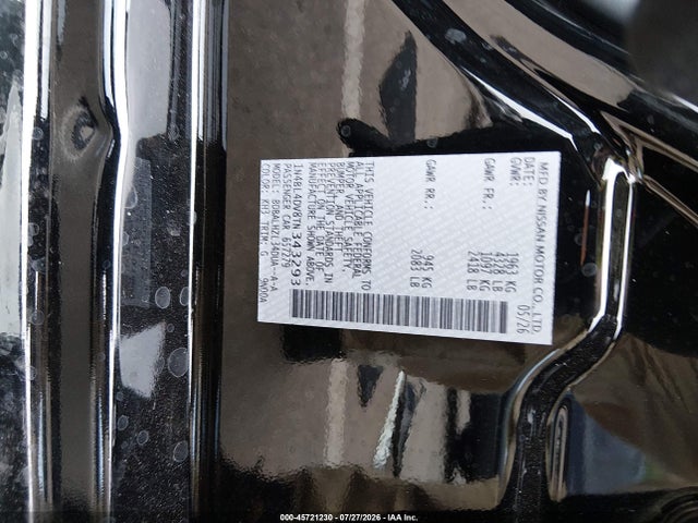 Aukcja sprzedaży 2026 Nissan Altima Sv Fwd, vin: 1N4BL4DV8TN343293, numer aukcji: 45721230