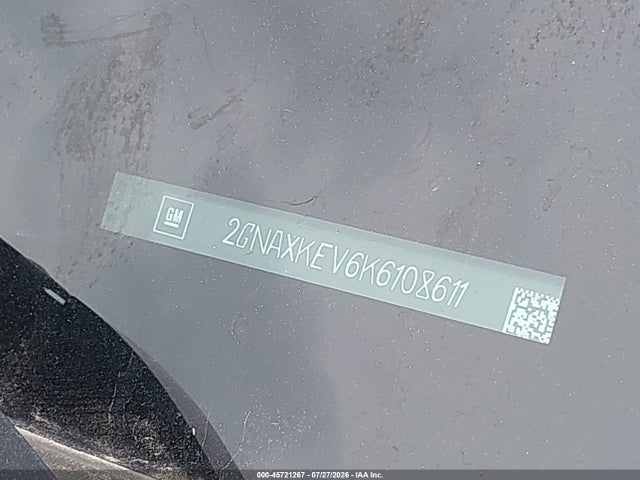 2019 Chevrolet Equinox Lt მანქანა იყიდება აუქციონზე, vin: 2GNAXKEV6K6108611, აუქციონის ნომერი: 45721267