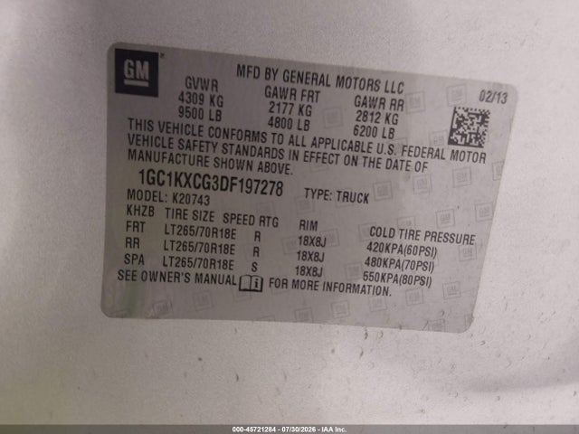 Продаж на аукціоні авто 2013 Chevrolet Silverado 2500hd Lt, vin: 1GC1KXCG3DF197278, номер лоту: 45721284