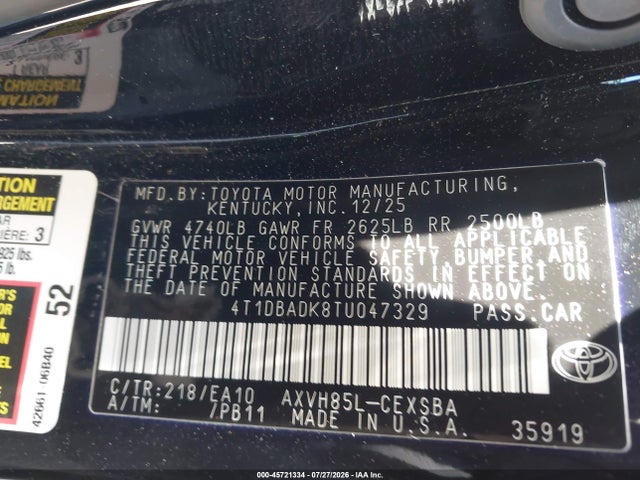 Toyota CAMRY SE 2026 4T1DBADK8TU047329 Image 9