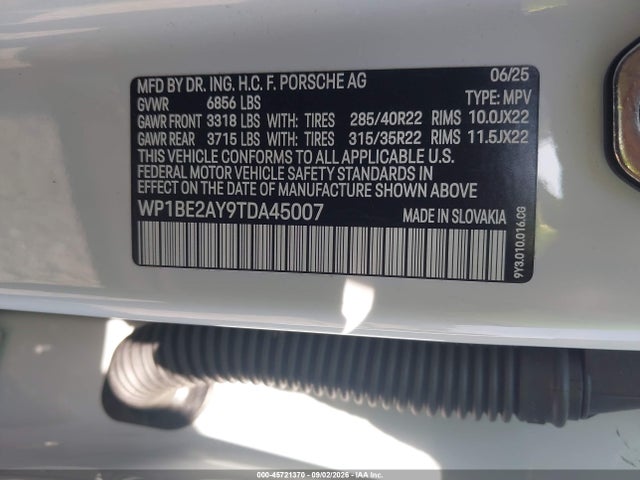 Продажа на аукционе авто 2026 Porsche Cayenne E-hybrid Coupe, vin: WP1BE2AY9TDA45007, номер лота: 45721370