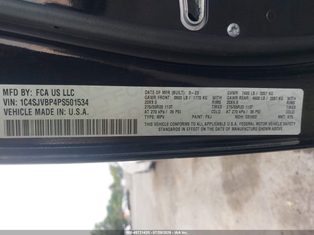 Продажа на аукционе авто 2023 Jeep Wagoneer Series Ii Carbide 4x4, vin: 1C4SJVBP4PS501534, номер лота: 45721420