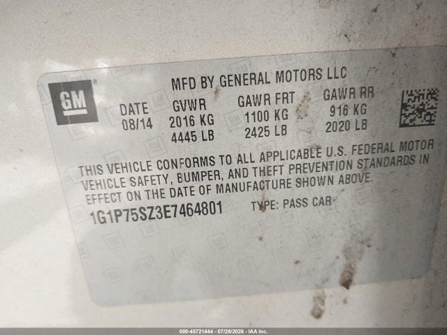 1G1P75SZ3E7464801 Chevrolet Cruze Diesel