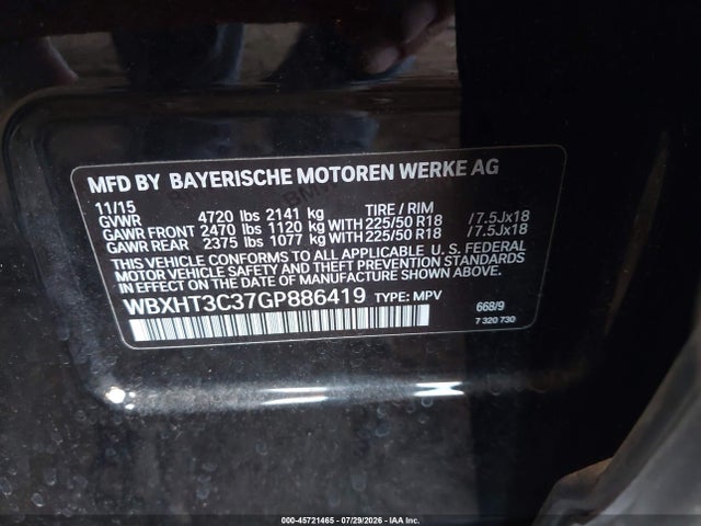 Продаж на аукціоні авто 2016 Bmw X1 Xdrive28i, vin: WBXHT3C37GP886419, номер лоту: 45721465