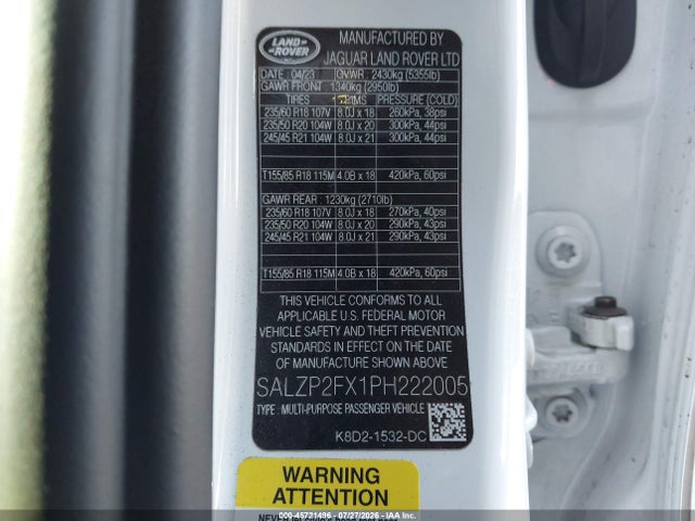 Land Rover Range Rover Evoque Se 2023 SALZP2FX1PH222005 Image 9