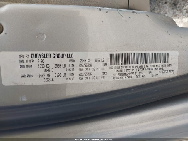 45721516 :رقم المزاد ، 2A8HR54109R522423 vin ، 2009 Chrysler Town & Country Touring مزاد بيع