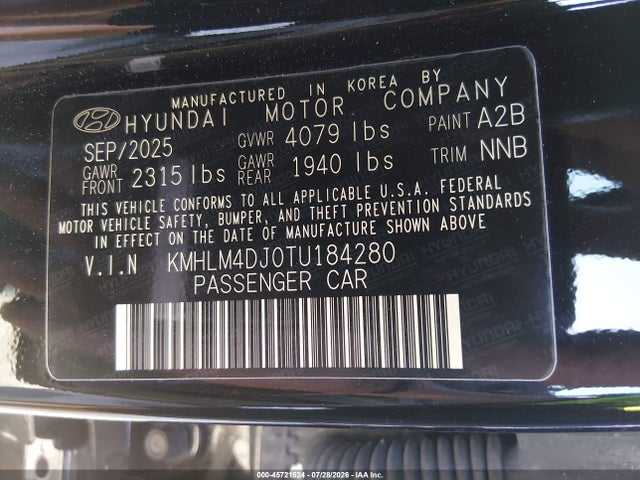 Aukcja sprzedaży 2026 Hyundai Elantra Hybrid Sel Sport, vin: KMHLM4DJ0TU184280, numer aukcji: 45721524