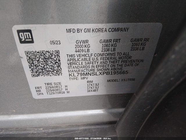 KL79MNSLXPB195665 Chevrolet Trailblazer Awd Ls