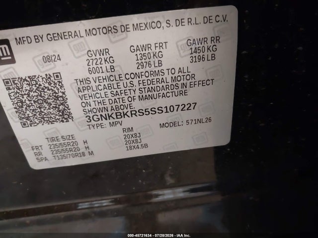 45721634 :رقم المزاد ، 3GNKBKRS5SS107227 vin ، 2025 Chevrolet Blazer Awd Rs مزاد بيع