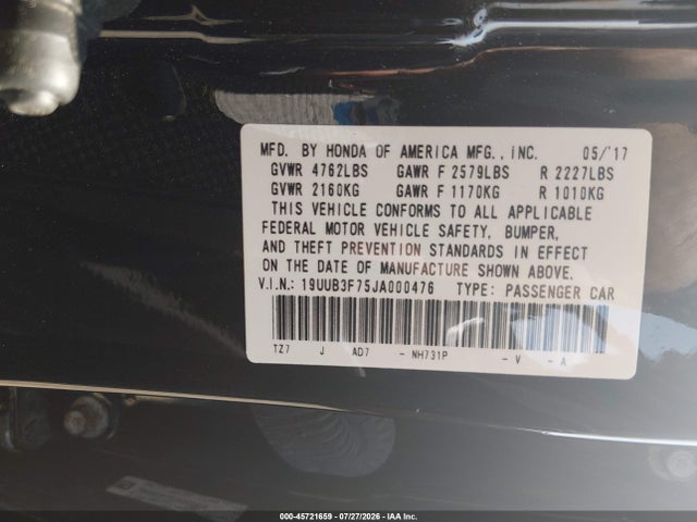 Aukcja sprzedaży 2018 Acura Tlx Advance Pkg, vin: 19UUB3F75JA000476, numer aukcji: 45721659
