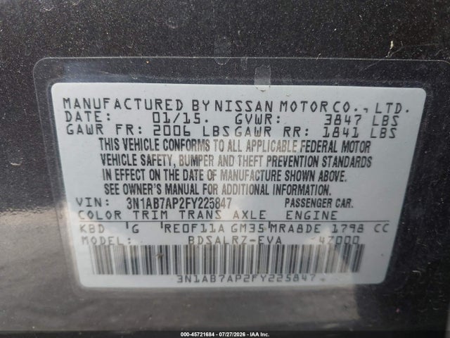Nissan SENTRA SR 2015 3N1AB7AP2FY225847 Image 9