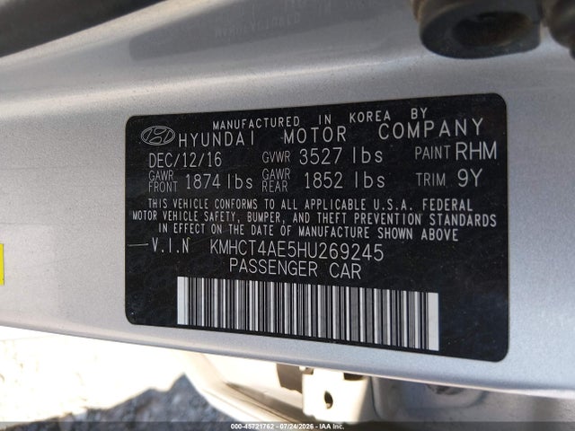 Hyundai ACCENT SE 2017 KMHCT4AE5HU269245 Image 9