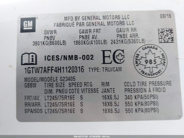 GMC Savana 2500 Work Van 2017 1GTW7AFF4H1120316 Image 9