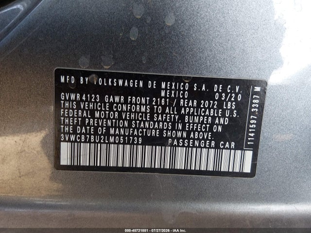3VWCB7BU2LM051739 Volkswagen Jetta 1.4t R-line/1.4t S/1.4t Se