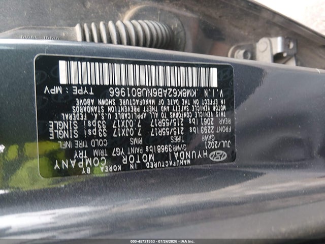 Продажа на аукционе авто 2022 Hyundai Kona Sel, vin: KM8K62AB6NU801966, номер лота: 45721953