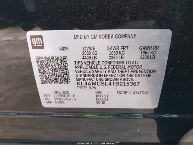 Aukcja sprzedaży 2026 Buick Encore Gx Preferred Awd, vin: KL4AMCSL4TB215367, numer aukcji: 45721976